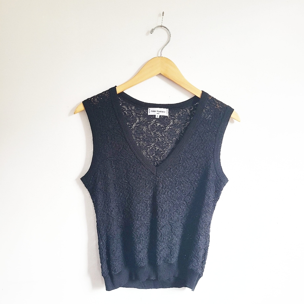 Anne Fontaine 
Black lace Sleeveless Tank | 2
